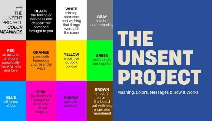 The Unsent Project colors meaning and emotional messages