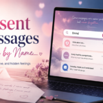 Unsent Messages Search by Name featured image showing a laptop, phone, search bar, romantic messages, and love letters